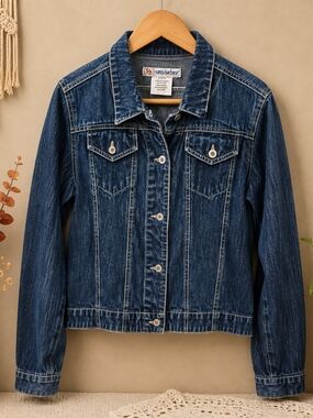 Santa Barbara Y2K Dark Wash Denim Jean Jacket Cotton Size L